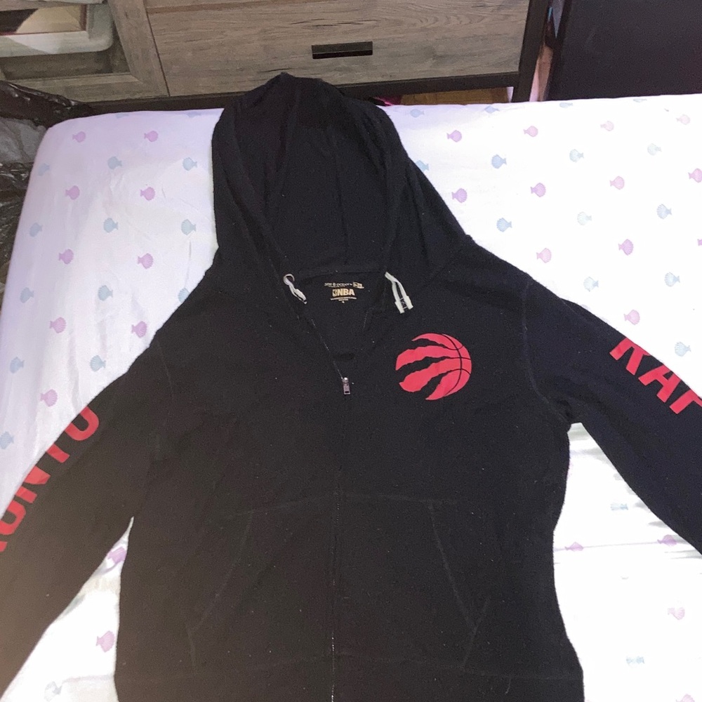 Toronto Raptors Black zippered Hoodie with Red Logo